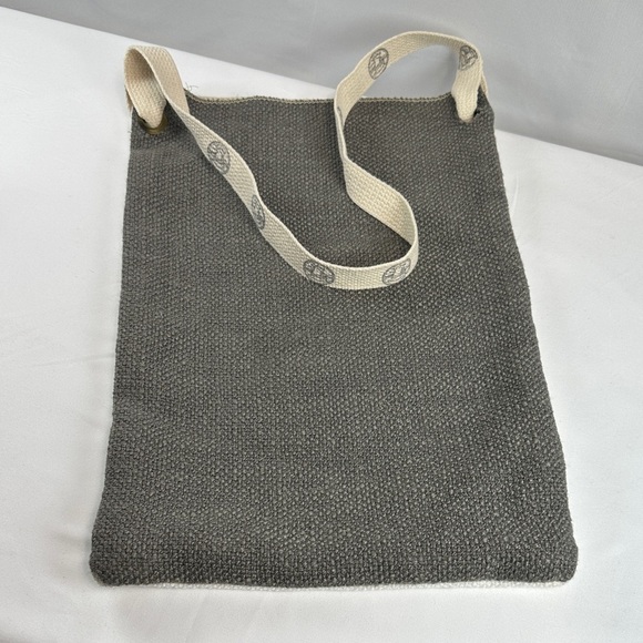 Boho Gray & Cream Textured Tote Bag with Cream Strap - Picture 1 of 11
